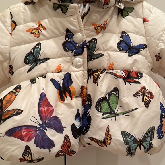 Infant Girl’s Lined Butterfly Puffer Coat Sz 6 months - Picture 4 of 16